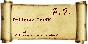Politzer Izsó névjegykártya